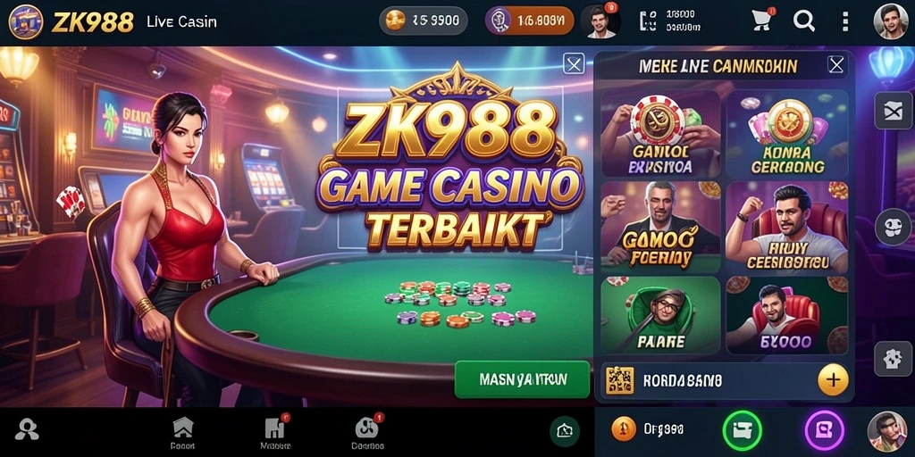Tampilan menarik dari gameplay Live Casino di ZK988.